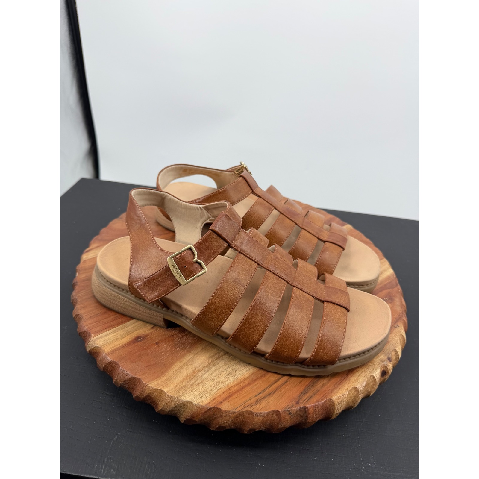 Dr. Scholls A Ok Fisherman Sandals Womens 10 Brown Caged Strappy Flats